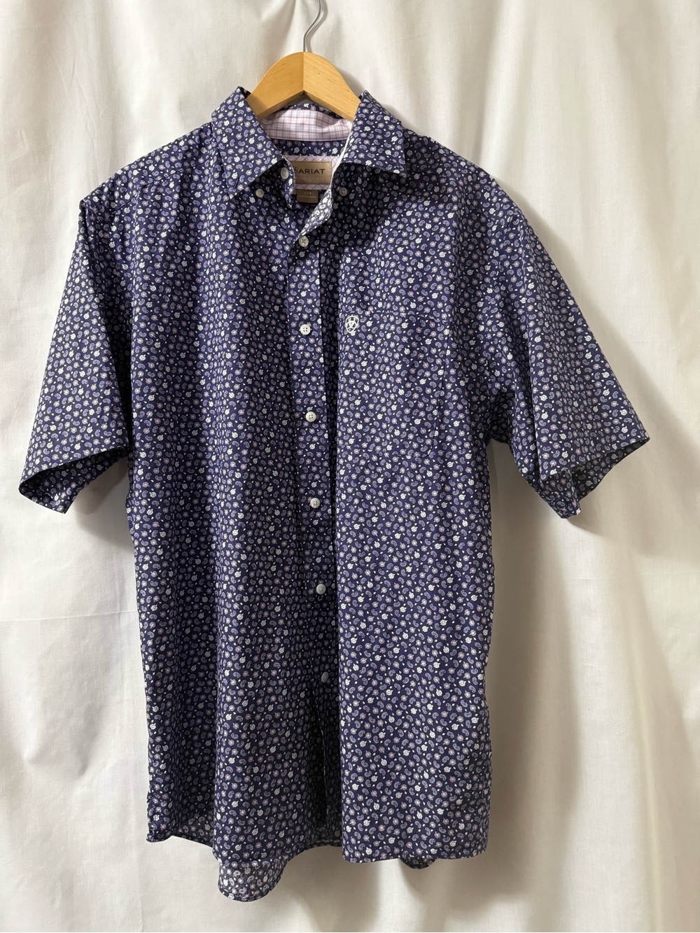 Ariat Purple Short Sleeve Button-Up with White Paisley 0157